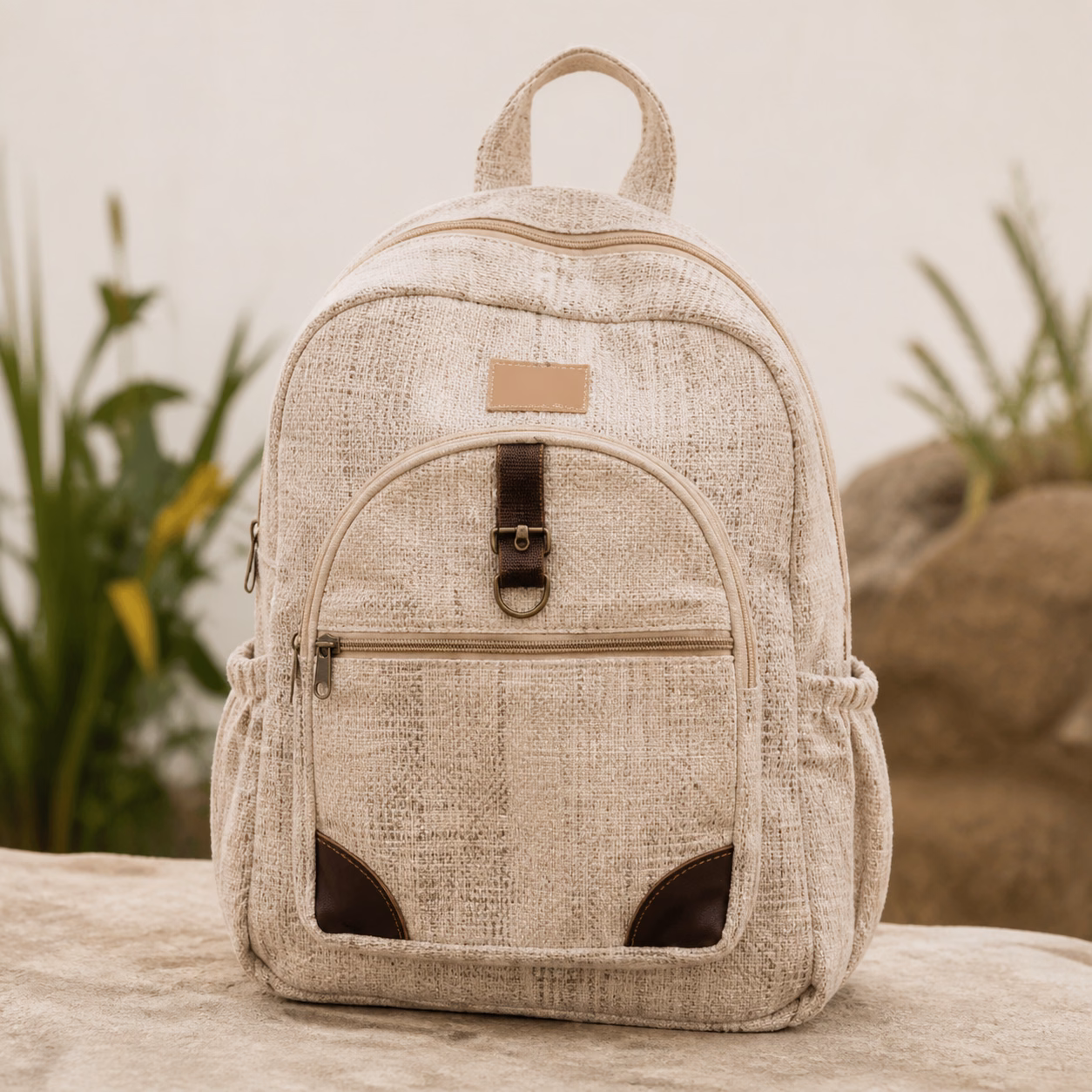 Natural hemp backpack