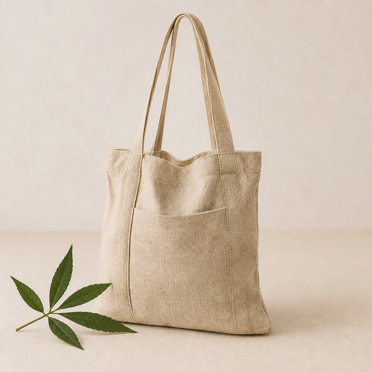 Natural hemp market tote