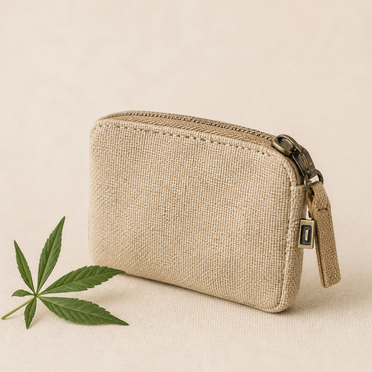Natural hemp zip wallet