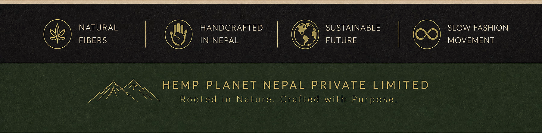 Hemp Planet values: natural fibres, handcrafted in Nepal, sustainable future and slow fashion movement